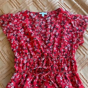 Red floral abound blouse/shirt